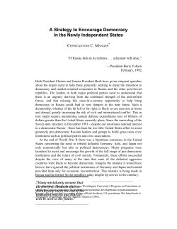 A Strategy to Encourage Democracy In the Newly Independent States