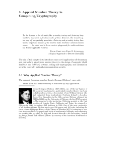 3. Applied Number Theory in Computing/Cryptography