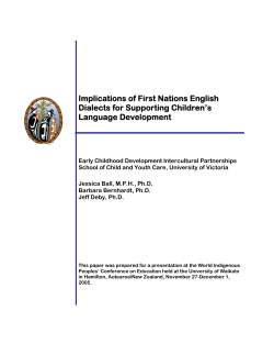 Implications of First Nations English Dialects for Supporting
