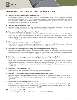 Premium Only Plans (POP)