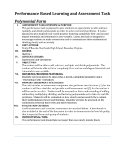 Performance Based Learning and Assessment Task