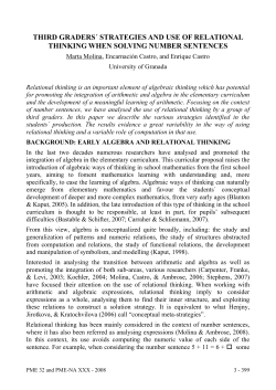 third graders&acute; strategies and use of relational thinking when