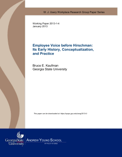 Employee Voice before Hirschman: Its Early History
