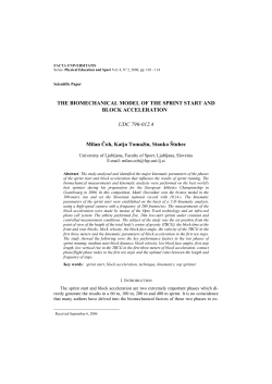 THE BIOMECHANICAL MODEL OF THE SPRINT START AND
