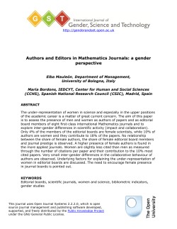Authors and Editors in Mathematics Journals: a gender perspective