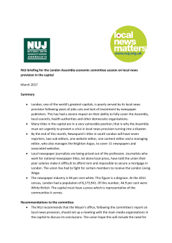 NUJ briefing for the London Assembly economic committee session