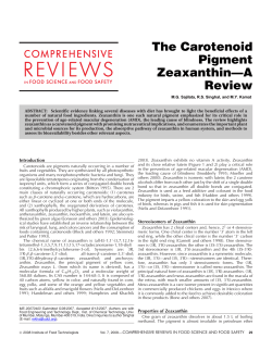 The Carotenoid Pigment Zeaxanthin&mdash;A Review - UR-CST