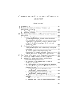 CONCEPTIONS AND PERCEPTIONS OF FAIRNESS IN MEDIATION