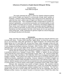 Influences of Facebook on English-Spanish Bilinguals