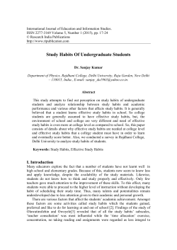 Study Habits Of Undergraduate Students
