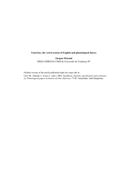 Tense/lax, the vowel system of English and phonological theory