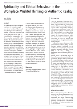 Spirituality and Ethical Behaviour in the Workplace: Wishful Thinking