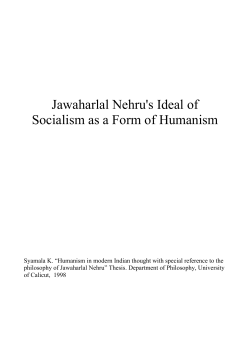 Jawaharlal Nehru`s Ideal of Socialism as a Form of
