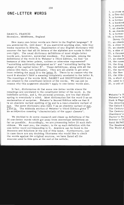 One-Letter Words - Digital Commons @ Butler University