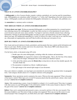 Annotated Bibliography - Thornton Township High Schools District 205