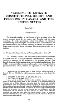 Standing to Litigate Constitutional Rights and Freedoms in Canada