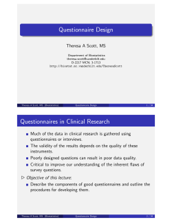 Questionnaire Design - Vanderbilt Biostatistics Wiki