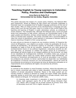 Teaching English to Young Learners in Colombia: Policy, Practice