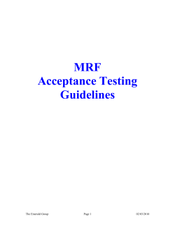 MRF Acceptance Testing Guidelines