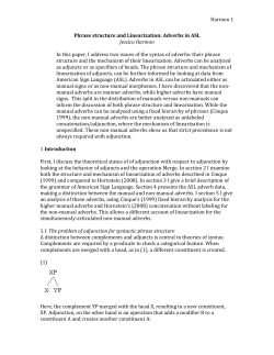 Harmon 1 Phrase structure and Linearization: Adverbs in ASL