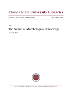 The Nature of Morphological Knowledge - DigiNole!