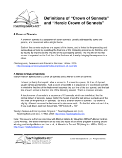 Definitions of &ldquo;Crown of Sonnets&rdquo; and &ldquo;Heroic