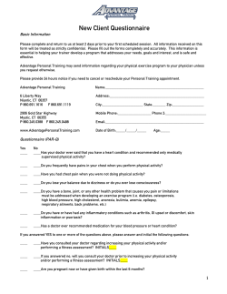 Assessment form - Advantage Personal Training