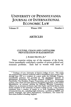 Culture, Chaos and Capitalism: Privatization in Kazakhstan