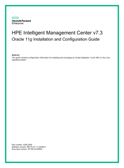 HPE Intelligent Management Center v7.3 Oracle 11g Installation and