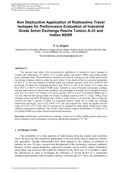 Non Destructive Application of Radioactive Tracer Isotopes for