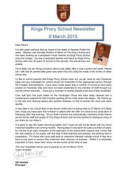 Kings Priory School Newsletter 6 March 2015