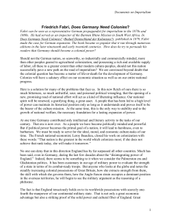 Friedrich Fabri, Does Germany Need Colonies