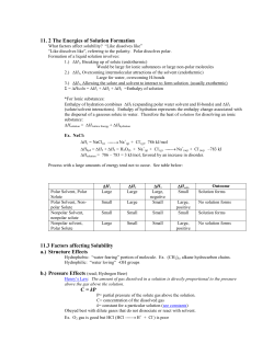 Solution Formation and Solubility