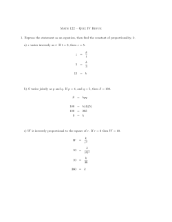 Math 122 &ndash; Quiz IV Revue 1. Express the statement as an equation