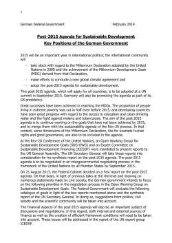 Post-2015 Agenda for Sustainable Development Key Positions of