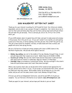 DOG WALKER/PET SITTER FACT SHEET