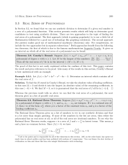 Section 3.3: Real Zeros of Polynomials
