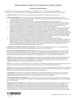 MISSION FEDERAL CREDIT UNION AGREEMENTS AND