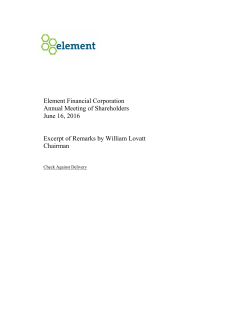 Element Financial Corporation Annual Meeting of Shareholders