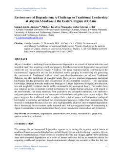 Environmental Degradation: A Challenge to Traditional Leadership