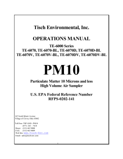 Tisch Environmental, Inc. OPERATIONS MANUAL