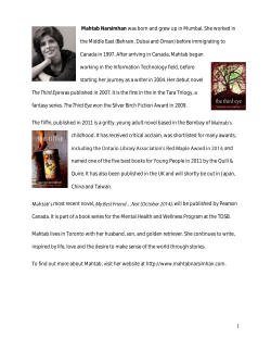 Mahtab Narsimhan was born and grew up in Mumbai. She worked