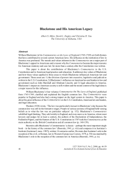Blackstone and His American Legacy