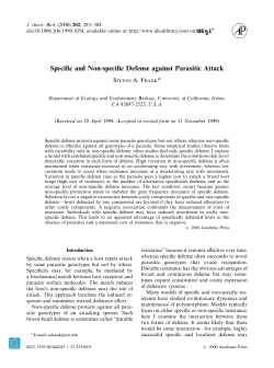Specific and non-specific defense against parasitic