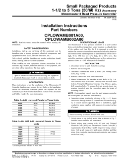 Small Packaged Products 1-1/2 to 5 Tons (50/60 Hz) Accessory