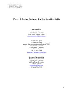 Factor Effecting Students` English Speaking Skills