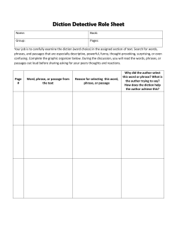 Diction Detective Role Sheet