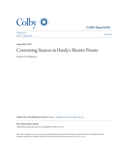 Conversing Stances in Hardy`s Shorter Poems