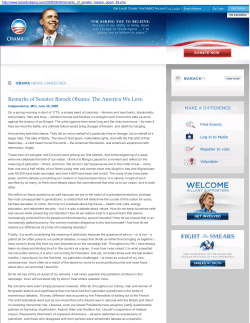 Remarks of Senator Barack Obama: The America
