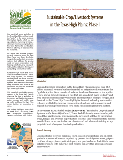 Sustainable Crop/Livestock Systems in the Texas High Plains: Phase I